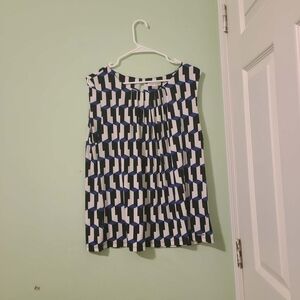 Calvin Klein Black, White, and Blue Patterned Top